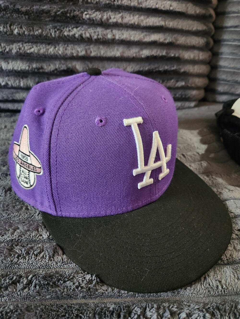 New Era LA Dodgers Purple & Black 59FIFTY Hat 1959 ASG Patch Size 7 1/4 Pink UV